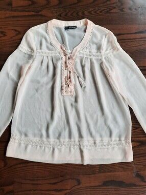 The Kooples Light Pink Lace-Up Peasant Blouse